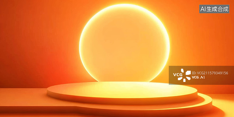 【AI数字艺术】橙黄背景圆形物体场景图片素材