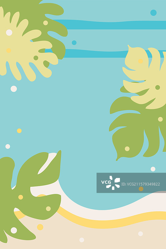 夏季海报，采用平面风格的热带叶子图片素材