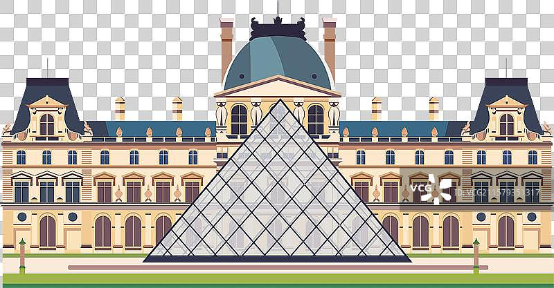 令人惊叹的卢浮宫，巴黎的标志性博物馆图片素材