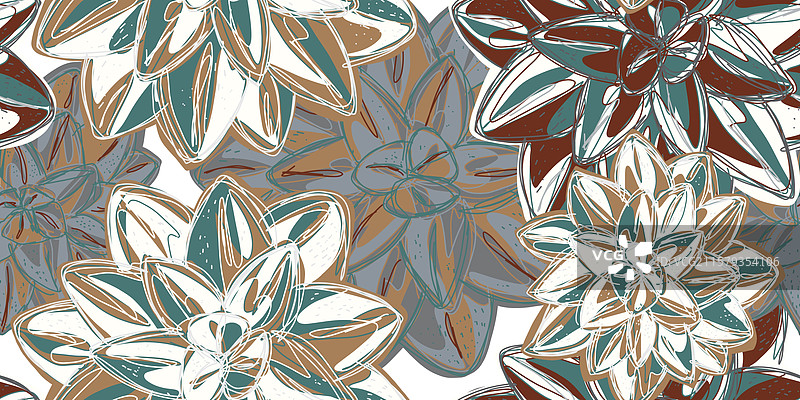 幻想风格的花卉图案多肉植物沙漠图片素材