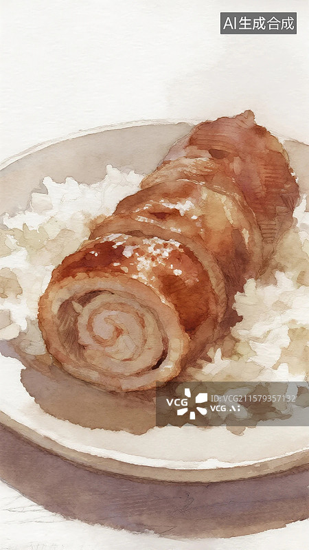 【AI数字艺术】广式点心早茶美食肉卷饭图片素材