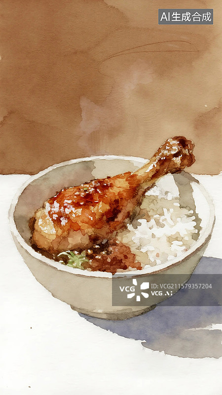 【AI数字艺术】广式点心早茶美食鸭腿饭图片素材