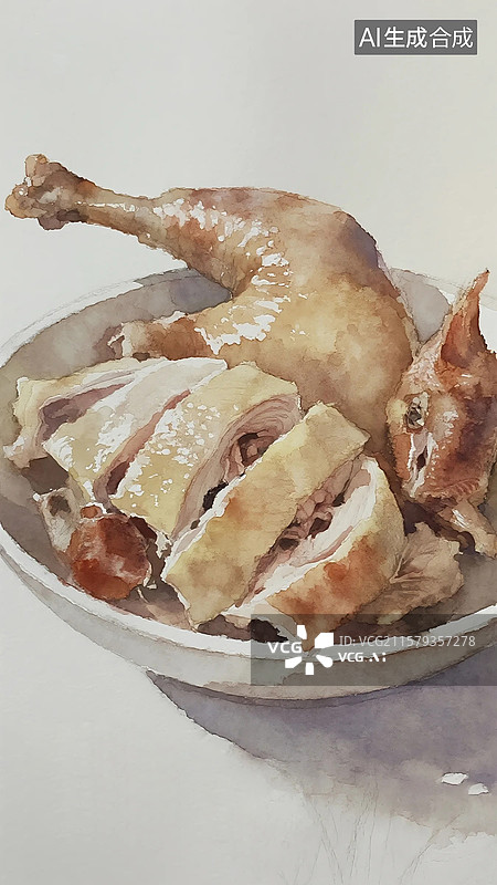 【AI数字艺术】广式点心早茶美食白切鸡图片素材