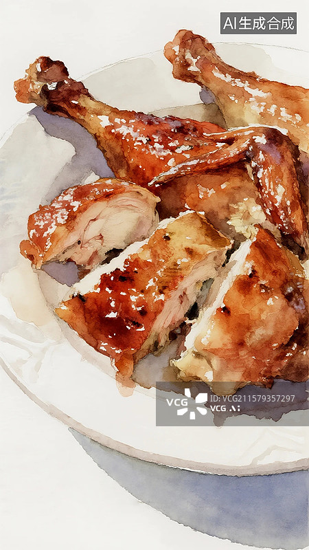 【AI数字艺术】广式点心早茶美食烧鸭饭图片素材