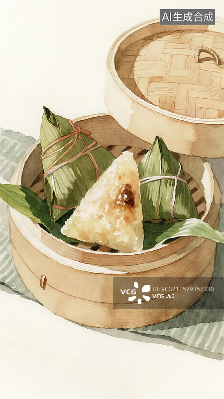 【AI数字艺术】广式点心早茶美食粽子糯米鸡图片素材