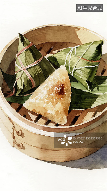 【AI数字艺术】广式点心早茶美食粽子糯米鸡图片素材
