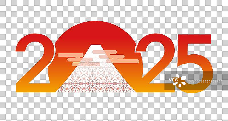2025年新年祝福符号与富士山图片素材