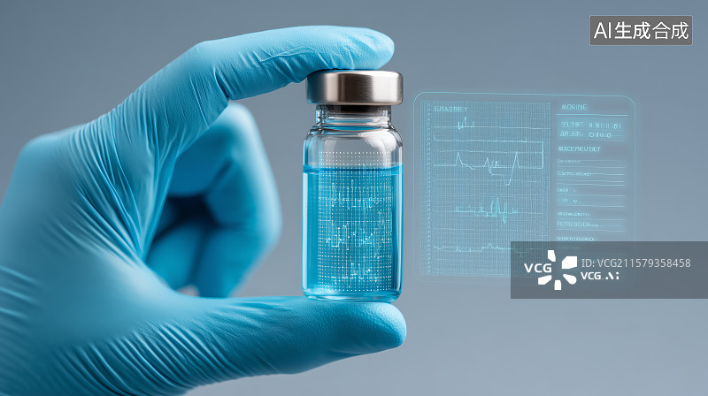 【AI数字艺术】科技感试管液体与数据图表图图片素材