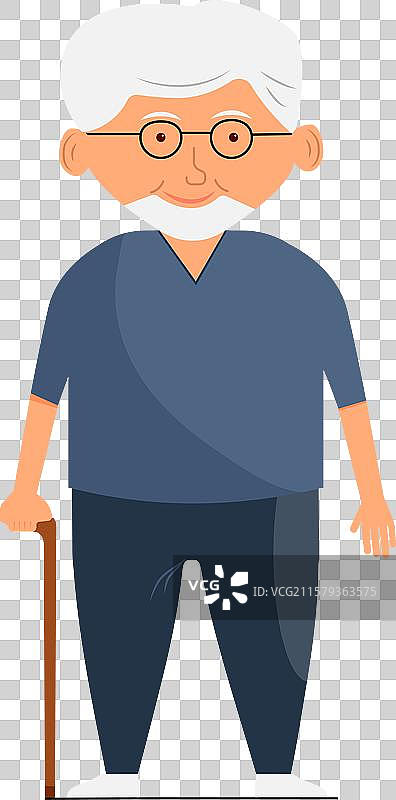 一位戴眼镜的老年男子，穿着蓝色衬衫图片素材
