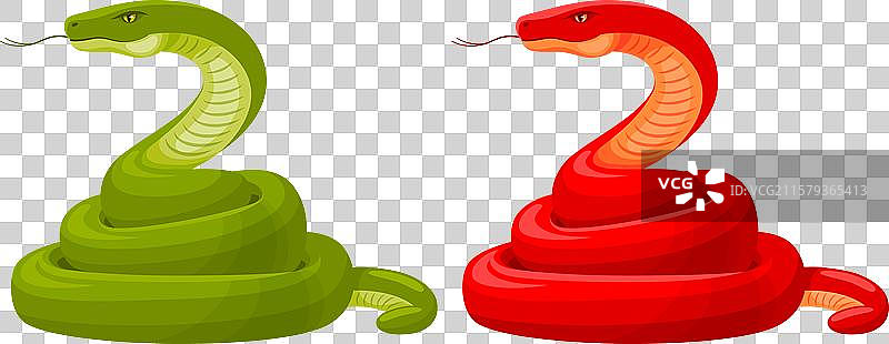 绿色和红色的卡通蛇图片素材