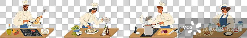 经验丰富的大厨卡通角色在烹饪图片素材