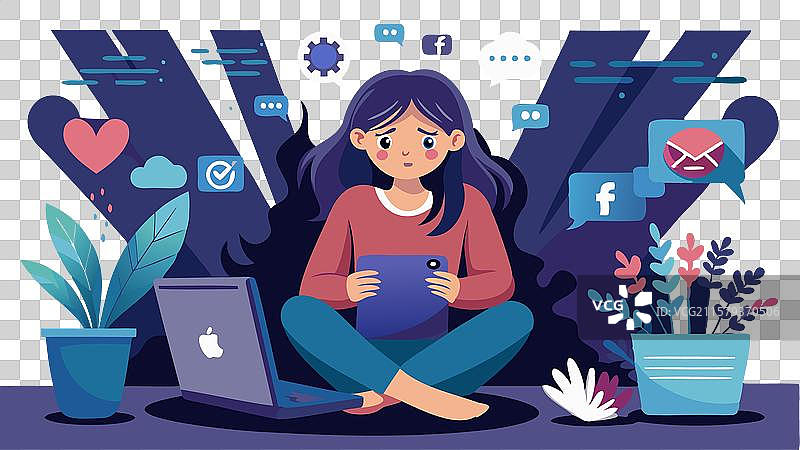 社交媒体过载：青少年的数字困境图片素材