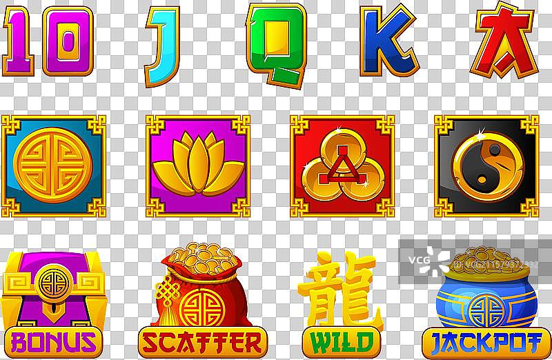 一整套中国老虎机符号图片素材