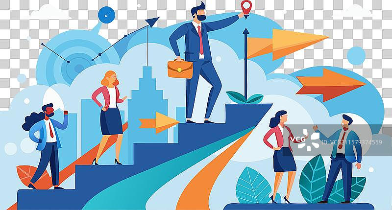 商业领导力引导成功与成长图片素材