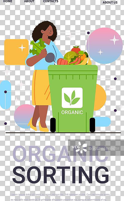 有机分类的女性正在放置蔬菜图片素材