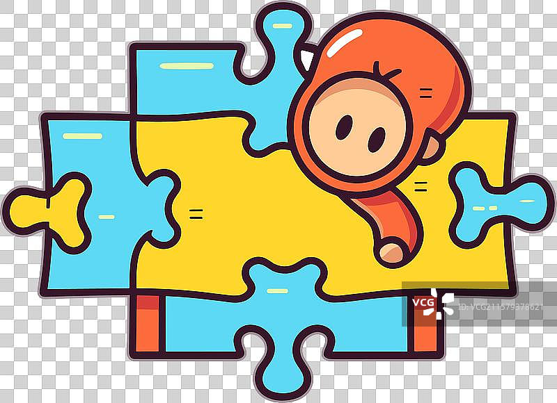 卡通拼图块与角色图片素材