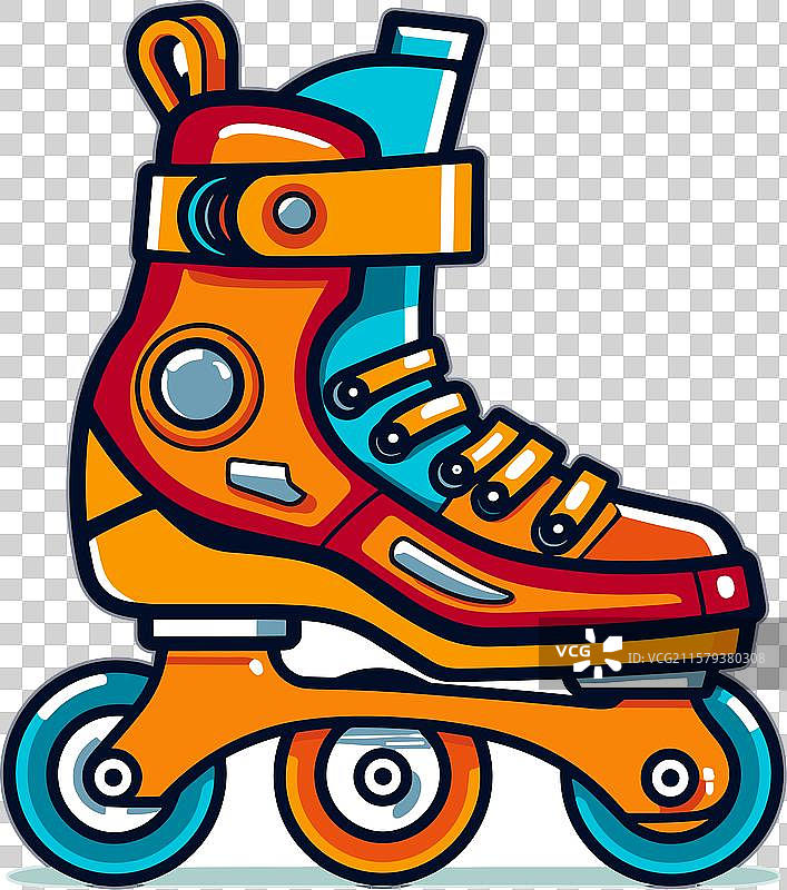 生动的滑轮滑板卡通图案图片素材