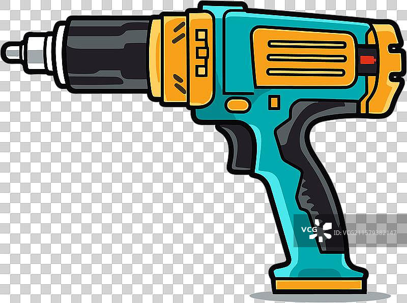 蓝色和黄色的卡通电钻图片素材