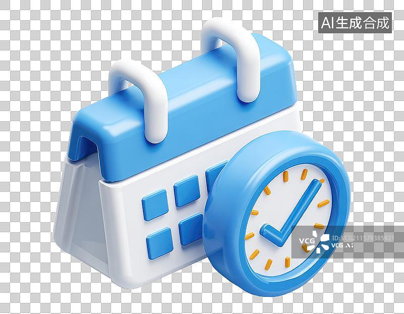 【AI数字艺术】日历与时钟图标表示时间管理图片素材