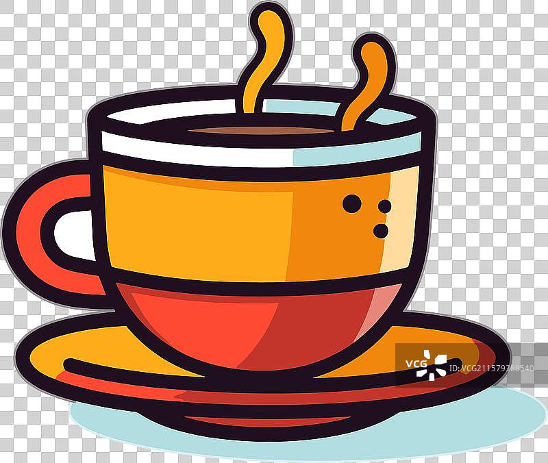 黄色咖啡杯里的热饮卡通图图片素材