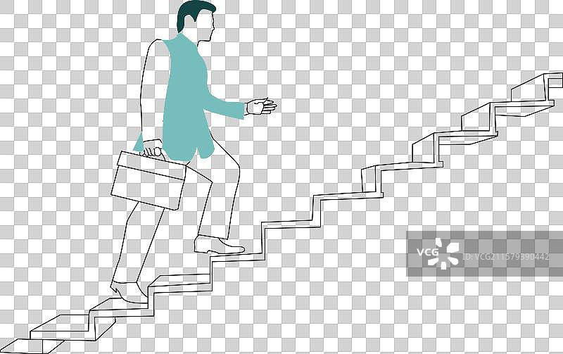 一名身穿商务服装的男子正在上楼梯图片素材