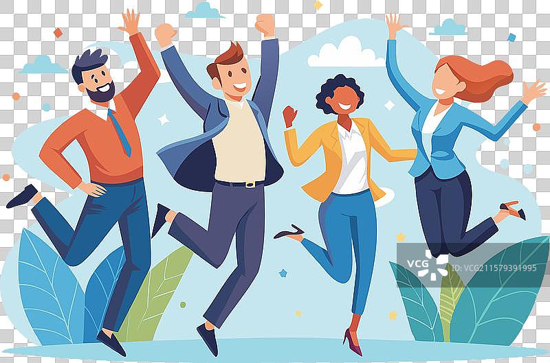 快乐的商业团队庆祝成功图片素材