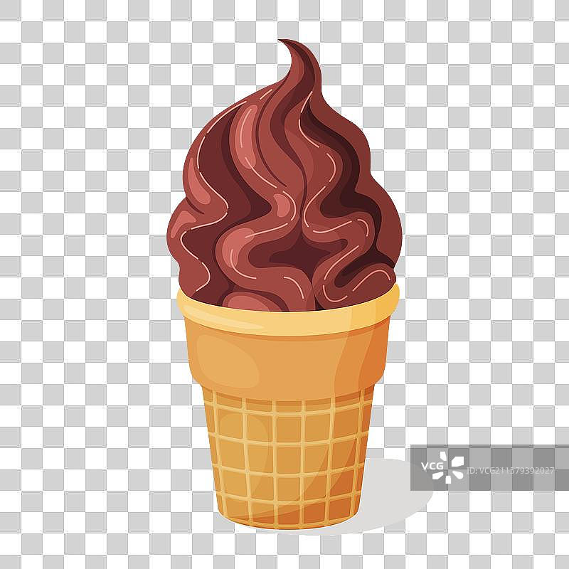美味的巧克力冰淇淋在华夫杯中图片素材