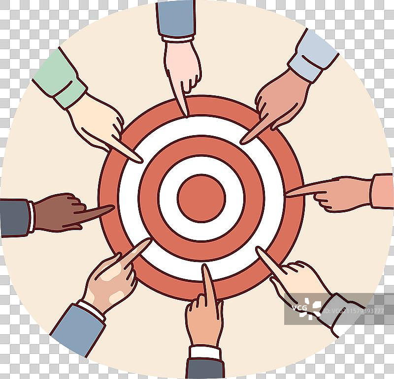 多样化的人们在目标附近合作图片素材