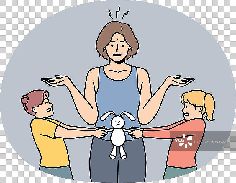 因玩具而争执的孩子们感到尴尬图片素材