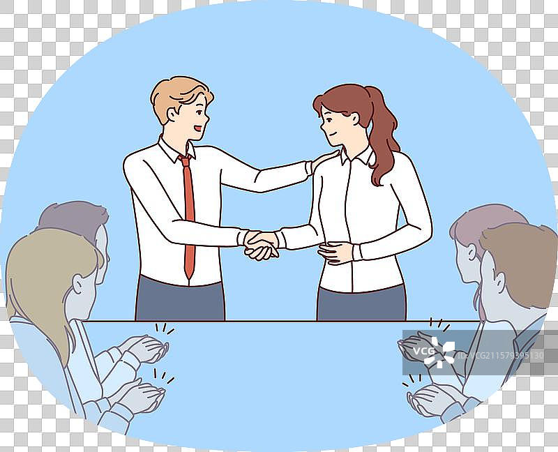 公司老板与新员工的握手图片素材
