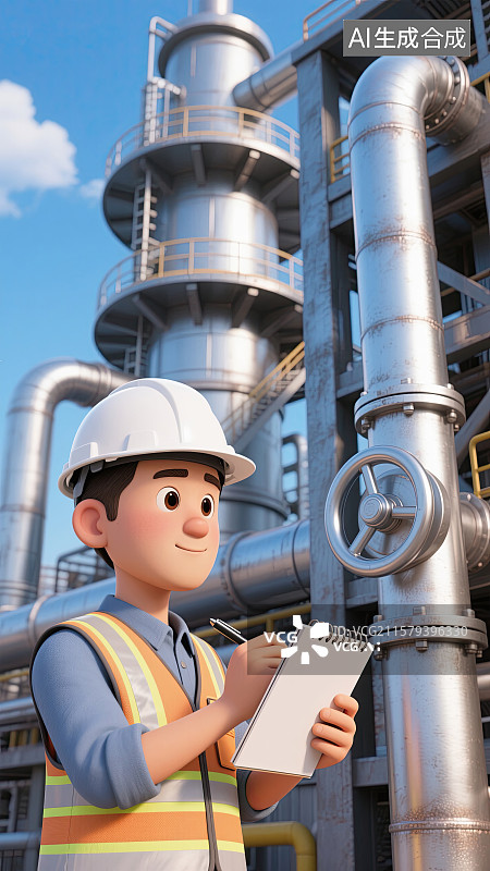 【AI数字艺术】男人，工程师，高炉，记录，安全生产月图片素材
