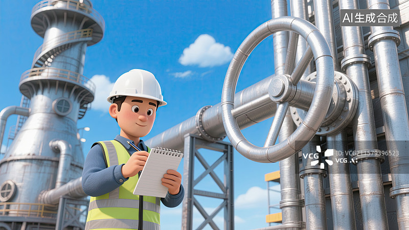 【AI数字艺术】男人，工程师，高炉，记录，安全生产月图片素材