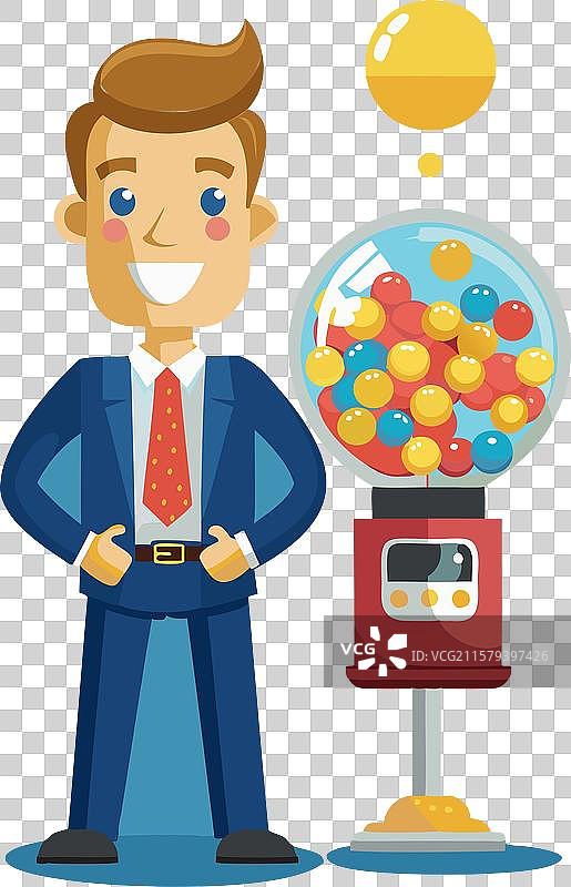 商人和创意糖果机图片素材