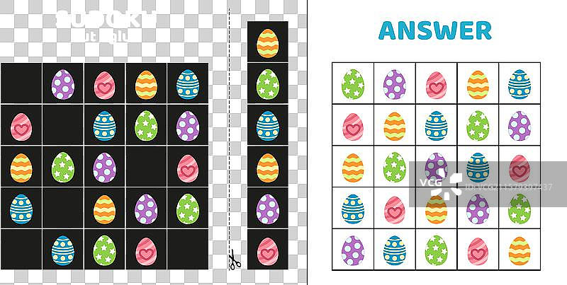 五个复活节彩蛋的数独游戏谜题，适合儿童图片素材