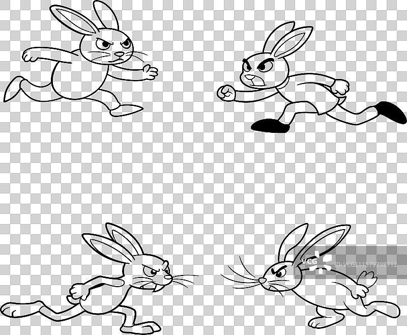 涂色页：两只兔子在争吵图片素材