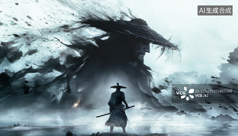 【AI数字艺术】水墨风武侠刺客一代宗师图片素材