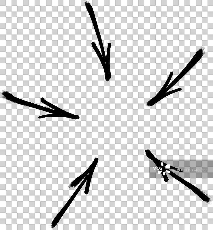 黑色涂鸦箭头在白色背景上的溅墨效果图片素材