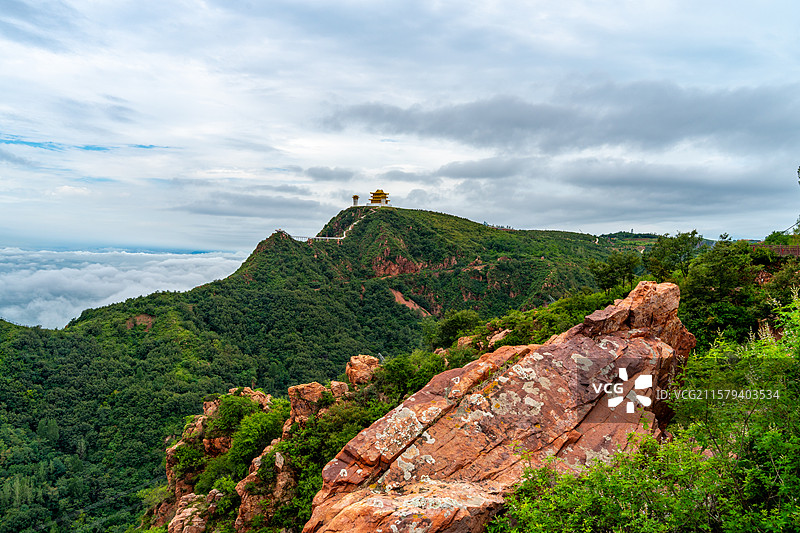 河南郑州新密嵩山余脉尖山风景区 浮戏山神仙洞伏羲山红石峡 雨后云海风光景色图片素材