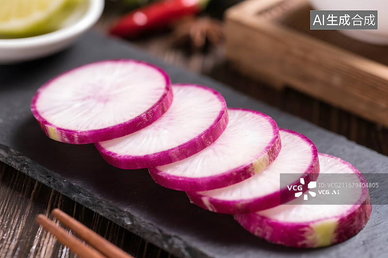 【AI数字艺术】切片的紫心萝卜图片素材