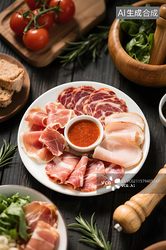 【AI数字艺术】意式火腿的味蕾盛宴图片素材