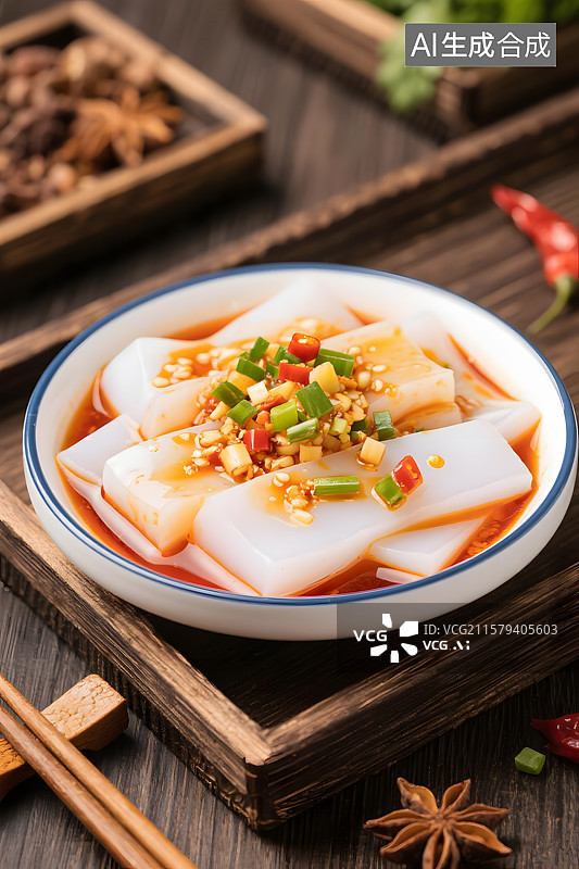 【AI数字艺术】爽滑劲道的特色凉皮图片素材