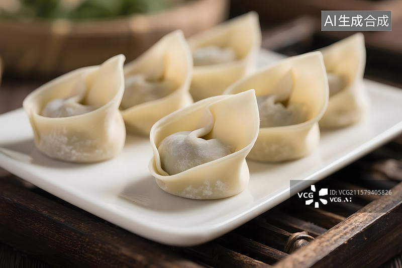 【AI数字艺术】包好的馄饨饺子水饺云吞图片素材