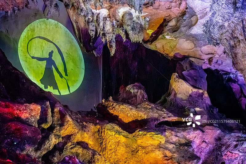 玉华洞 第二洞厅：溪源洞月宫 钟乳石 喀斯特地貌溶洞 福建三明将乐县玉华古洞风景名胜图片素材