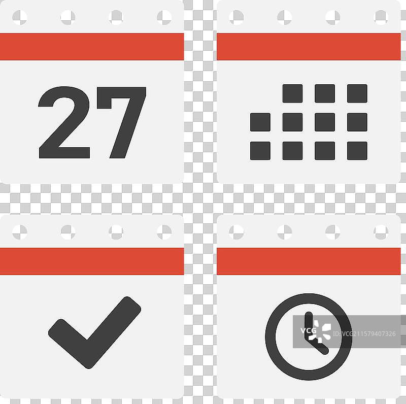图标页面日历 - 27天议程计时器完成图片素材