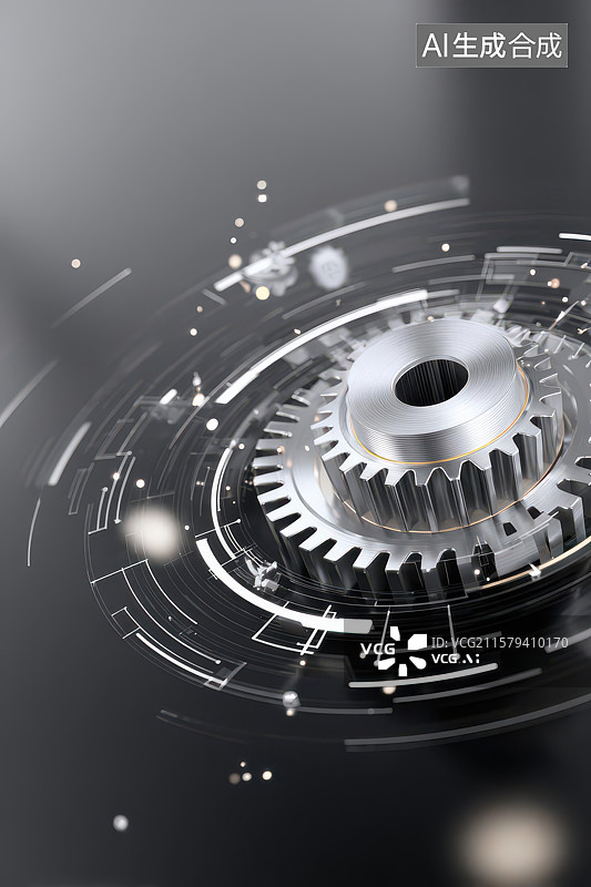 【AI数字艺术】金属齿轮科技感光影艺术效果图图片素材