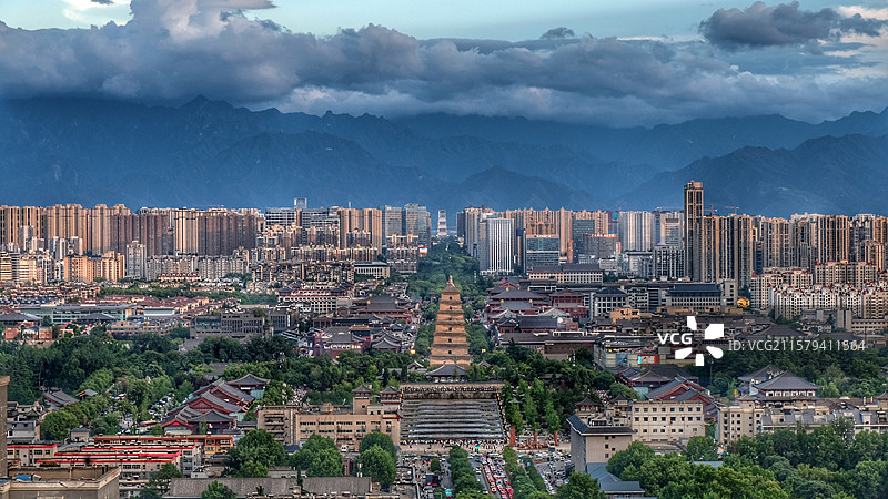 雨后长安 大雁塔 揽月阁中轴线图片素材