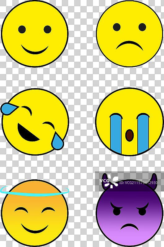 可爱角色设计微笑表情图标集合图片素材