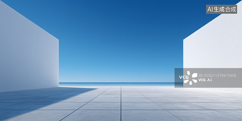 【AI数字艺术】简约白色建筑背景图片素材