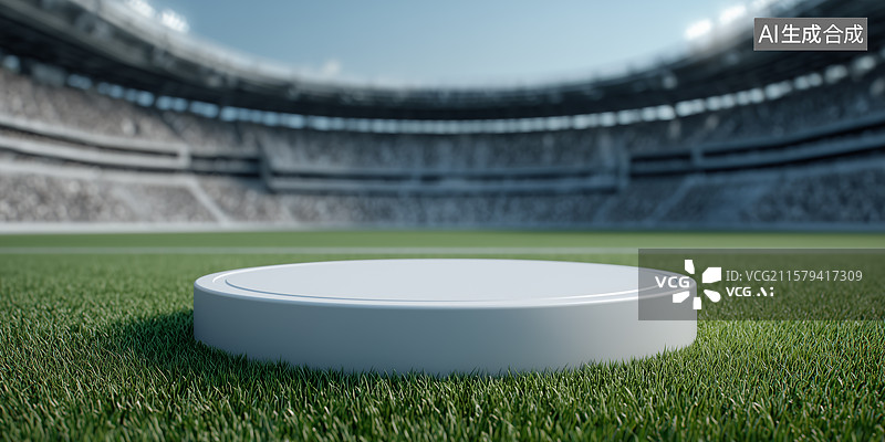 【AI数字艺术】足球场上的白色展台图片素材