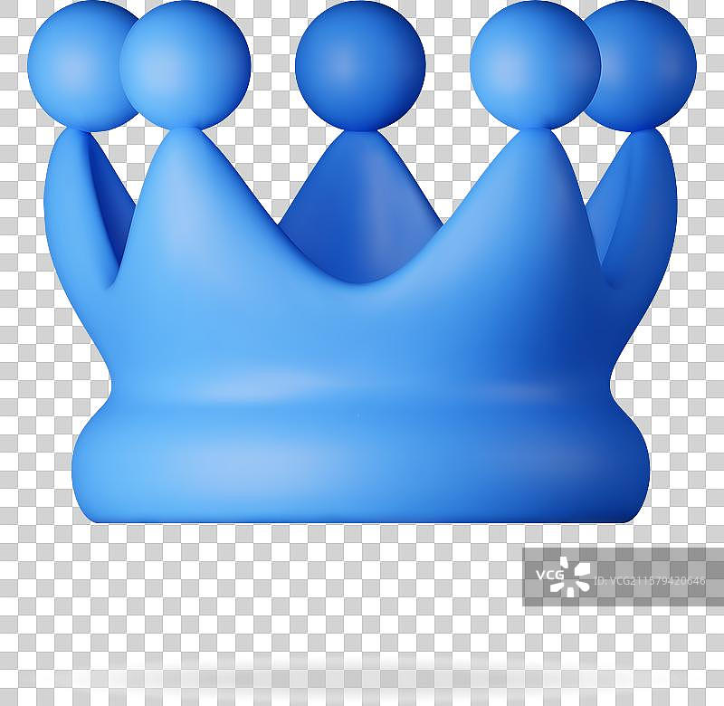 白色背景上的3D蓝色皇冠图标图片素材